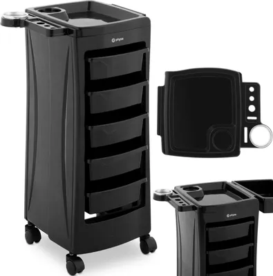 Obrázek produktu pro Expondo physa kadeřnický vozík – 10 kg – 5 zásuvek – držák na fén – odkládací plocha 485 x 380 mm