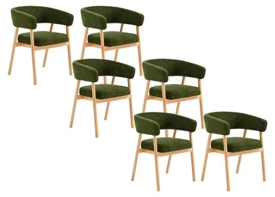 Produktbild von 6er-Set Stühle aus Stoff und Hevea-Holz - Grün - JORAKA