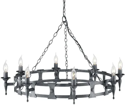 Produktbild von Sächsische Pendelleuchte, Schmiedeeisen, schwarz / silber, 8 Glühbirnen