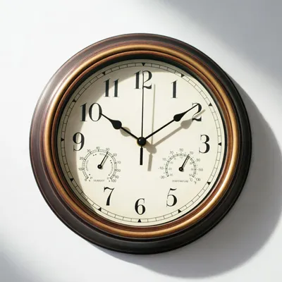 Wanduhr 30 cm mit Thermometer & Hygrometer, wetterfest, geräuschlos