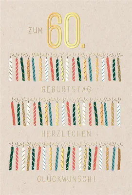 Produktbild von 60. Geburtstag - Karte mit Umschlag - brennende Kerzen - mit Goldfolie