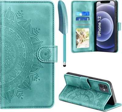 Image de Housse pour iPhone 12/12 Pro Housse en cuirPolyuréthaneWallet vert