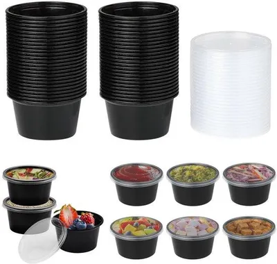Zdjęcie produktu dla Pojemniki do przechowywania, 50 sztuk, nadające się do mikrofalówki, wielokrotnego użytku, 4 uncje.