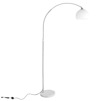 Produktbild von LED E27 Bogenlampe höhenverstellbar Marmorfuß weiß orange Stehlampe Stehleuchte Standleuchte Bogenleuchte Bogenstandleuchte, Farbe:Weiss, höhenv