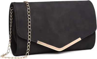 Produktbild von Kettentasche für Damen, elegante Clutch mit Magnetverschluss - Schwarz