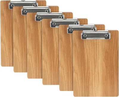 Produktbild von Clipboard A5, 6 Stück, Holz Hardboard, flache Klemme, für Schule und Büro
