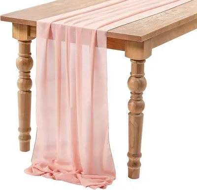 Immagine prodotto di Copritavolo decorativo romantico - perfetto per matrimoni - 1 pezzo - rosa - chiffon - 71 x 304 cm
