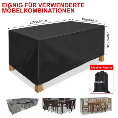 Produktbild von Gartenmöbel Schutzhülle Abdeckplane für Gartentisch und Sitzgruppe wasserdicht atmungsaktiv UV-geschützt aus 210D Oxford-Gewebe 205 104 71 cm