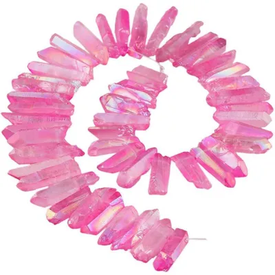 Immagine prodotto di Perle di vetro rosa scuro, forma irregolare, dimensioni da 13mm a 42mm, collana di 15 pollici, perline sfuse per la creazione di gioielli