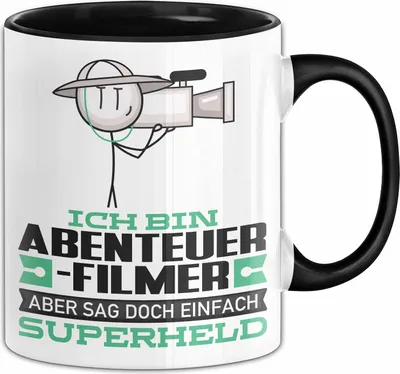 Produktbild von Abenteuerfilmer Geschenk Tasse Ich Bin Abenteuerfilmer Aber Sag Doch Einfach Superheld Lustige Geschenkdiee für Abenteuerfilmer Kaffee-Becher (Schwarz)