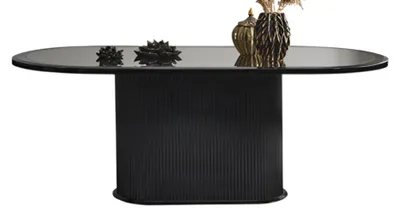 Image de Ensemble de salle à manger moderne comprenant une table et 4 chaises, noir et or