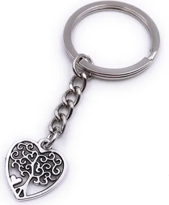 Produktbild von Onwomania Schlüsselanhänger Lebensbaum Baum des Lebens im Herz silber Anhänger Keychain