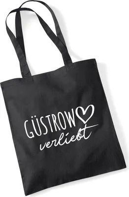 Produktbild von Huuraa Jutebeutel Güstrow verliebt 10 Liter Black Baumwolle Tasche Geschenkidee