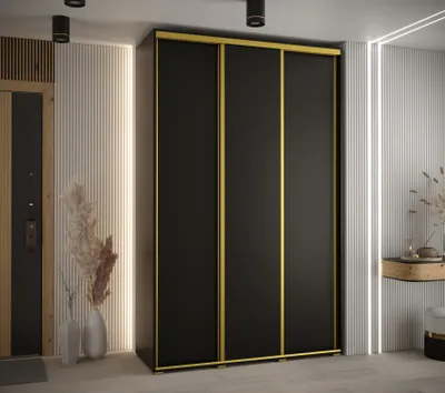 Obrázok produktu pre Šatníková skriňa YVONA 1 - 160/45 cm, čierna / zlatá
