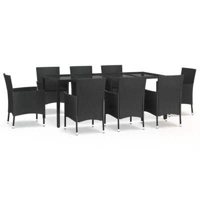 Produktbild von vidaXL 9-tlg. Garten-Essgruppe mit Kissen Schwarz Poly Rattan