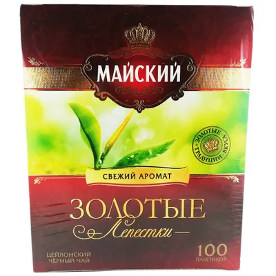 Produktbild von Maiski Chai Zolotye Lepestki schwarzer Ceylon Tee 100 Teebeutel Schwarztee