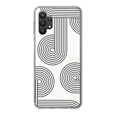 Produktbild von MuchoWow® Handyhülle Schutzhülle Hülle für Samsung Galaxy A32 5G Abstrakt - Schwarz - Weiß - Kreis Silikon Softcase Handy Hülle - Softcase