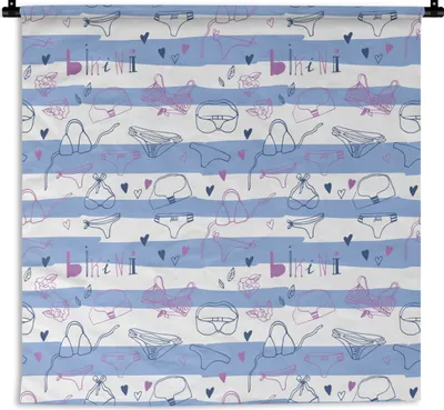 Produktbild von MuchoWow® Wandteppich Wandbehang Bikini - Sommer - Schnittmuster 150x150 cm Tapisserie Dekoration Wandtuch - Wohnaccessoires - Modernes