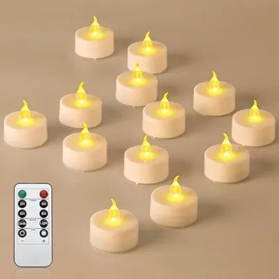 Image de Lot de 24 bougies chauffe-plat électriques à LED avec minuterie et télécommande
