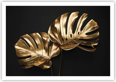 Produktbild von Poster - Poster ohne Rahmen - Golden Blätter Monster - 100x70 cm - Wand Bild - Wanddeko - Wandbilder - Kunstposter - Wandposter - Bilder - Kunstdruck - Wanddekoration - Wandbild - P2XAA100x70-4735