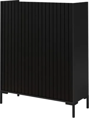 Produktbild von Moderne Kommode LANDO 1 Lamellen Schrank Wohnzimmerschrank Schwarz