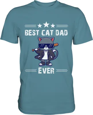 Produktbild von Bester Katzen Vater T-Shirt Lustige Katze Papa – Stone Blue / S