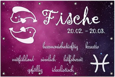 Produktbild von Wallario Outdoor-Poster für Garten oder Balkon, Motiv Sternzeichen Fische, in ca. 80 x 120 cm