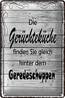 Produktbild von Blechschild Spruch 40x30cm Gerüchteküche Geredeschuppen