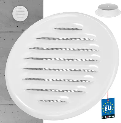 Produktbild von KOTARBAU® Lüftungsgitter 100mm Zinkblech Weiß Abluftgitter Verschrauben Flansch Insektschutzgitter Belüftungsgitter Entlüftungsgitter Lamellengitter