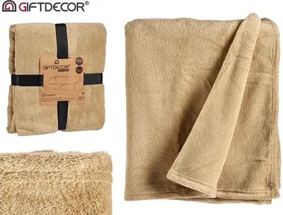 Produktbild von Unyqoos® Fleece-Plaid 125 x 150 cm – weiche Polyester-Fleece-Decke, warmes Plaid für Wohnzimmer & Schlafzimmer, beige, waschbar bei 30°C, auch als Bettüberwurf