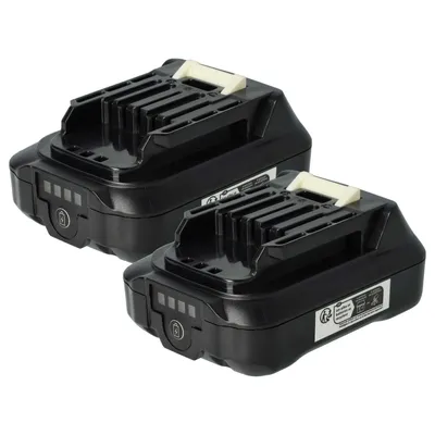 Two black power tool batteries are shown against a white background.