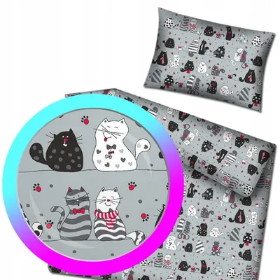 Produktbild von Designpremium Baumwoll-Bettwäsche 100x135 cm Katzenmotiv