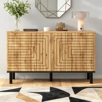Produktbild von Sideboard,3 Türen mit Rückprallmechanismus, Kommode Aufbewahrungsschrank für Esszimmer, Küchenschrank,120×35×68cm
