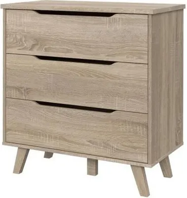 Immagine prodotto di Cassettiera scandinava con 3 cassetti - Decorazione rovere Sonoma - Gambe massicce - L 80 cm - VANKKA