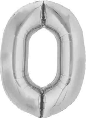 Image de Ballon en plastique chiffre 0, env. 80 cm, argenté, à gonfler à l'air