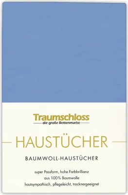 A product image featuring a blue fabric swatch with brand and product information below.