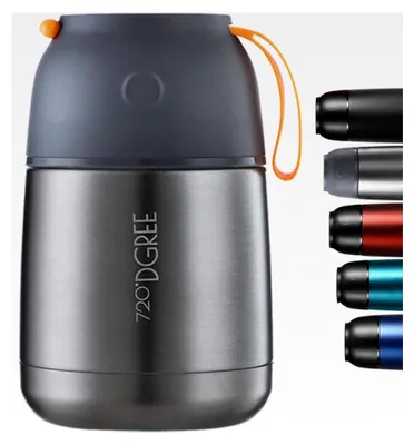 Produktbild von Thermobehälter Essen 530ml Auslaufsicher, BPA-Frei - Edelstahl Isolierbehälter, Thermo Lunchbox - Unterwegs Babybrei, Warme, Kalte Speisen, Suppe - Müsli to Go - Grau