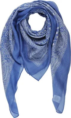 Produktbild von Baumwolltuch Indisches Blumenmuster blau-ultramarin weiß 100x100cm Halstuch quadratisches Tuch