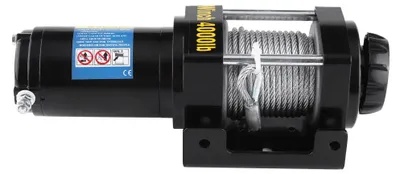 Produktbild von Elektrische Seilwinde für Geländefahrzeuge - Bergungswinde - 1814 kg Zugkraft - 12 V - Fernbedienung - 15 m hochfestes Stahlseil - ATV, Anhänger und Auto