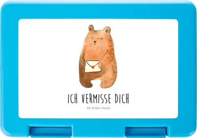 Produktbild von Mr. & Mrs. Panda Butterbrotdose Bär Liebesbrief - Weiß - Geschenk, Partner, Vesperbox, Sehnsucht, Liebeskummer, Snackbox, Bento Box, Lunchbox, Essensdose, Freundin, Teddy