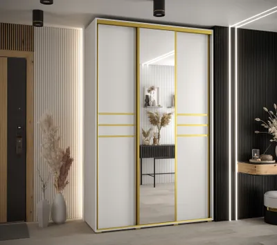 Produktbild von Kleiderschrank ASIRI 11 - 150/45 cm, weiß/gold