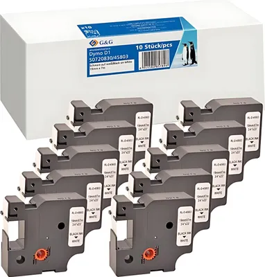 Obrázok produktu pre neutral 19333 10 Schriftbänder ersetzt Dymo D1/45803/S0720830 19333, 19 mm schwarz auf weiß