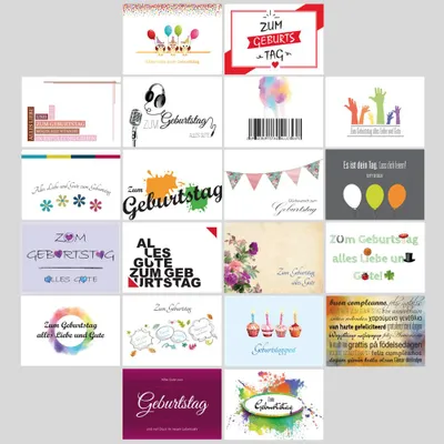 Immagine prodotto di Cartoline di compleanno PRICARO "Motivi 3", A6, 20 pezzi