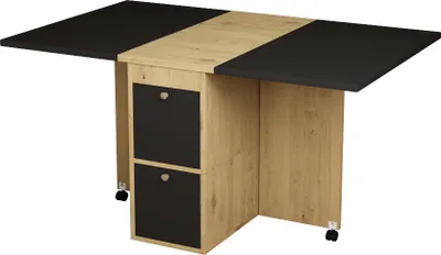 Produktbild von Flieks Essgruppe 5-tlg, Ausziehbar Esstisch mit 4 Hocker, Klappbar Küchentisch Set, Sitzgruppe 4 Personen, Esstisch mit Stauraum, Schwarz