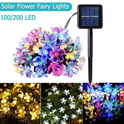 Image de Guirlande lumineuse solaire à 100 LED « Fleurs de cerisier » pour le jardin de campagne ou la terrasse