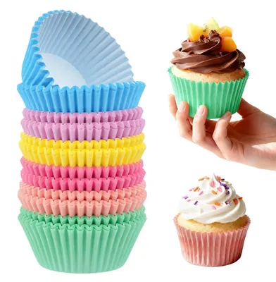 Immagine prodotto di Stampi per muffin in carta, color marrone, mini, confezione da 300 pezzi, antiaderenti, ideali per la cottura e le feste