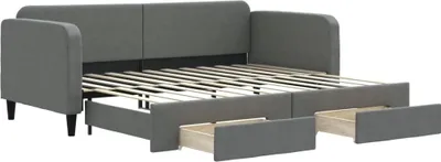 Produktbild von vidaXL Tagesbett Ausziehbar mit Schubladen Dunkelgrau 90x200 cm Stoff