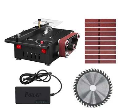 Imagen del producto de Sierra circular mini, mesa de sierra: 200 W de potencia, profundidad de corte de 30 mm. Ideal para trabajos en metal y madera
