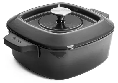Gusseiserne Bratpfanne quadratisch 24 cm mit Rillen, inkl. Steakpresse