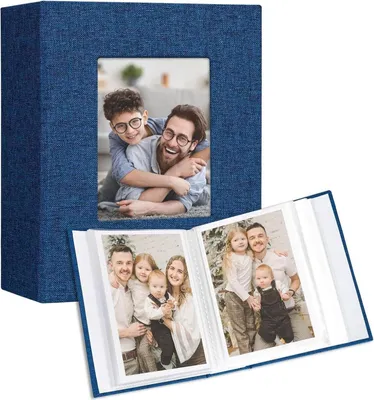 Image de Album photo 10x15 Petit pack de 2 couvertures en lin Fenêtre avant bleue